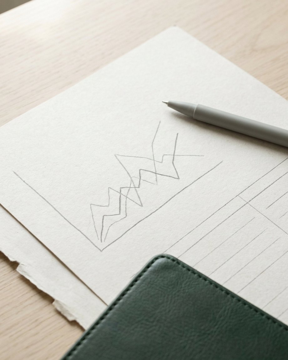 Prévisionnel de trésorerie tracé à la main sur une feuille, posé sur un bureau